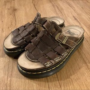 DR. MARTENS Y2K Leather Sandals VTG Size 10 Brown